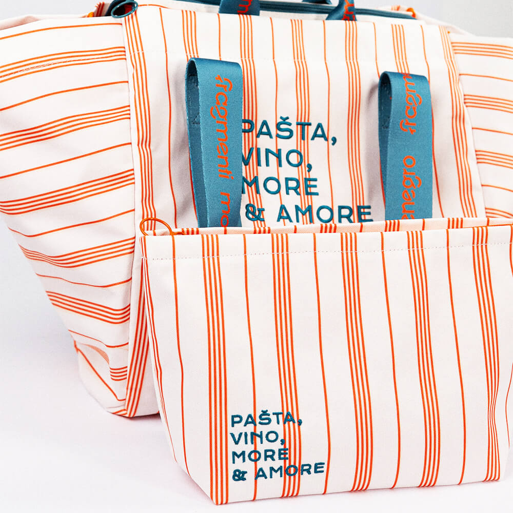 PAŠTA, VINO, MORE & AMORE / BORSA ZA GUŠT • Beach Bag + Pouch Set